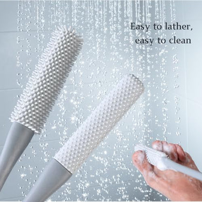 Toe Cleaning Brush with 15.7" Long Handle,Shower Foot Scrubber,No Bending, Ideal for Seniors, Expecting Mothers, Men & Women | Foot Scrubber & Anti-Itch Exfoliating Brush (2 Pack) (Pink) - color: Pink