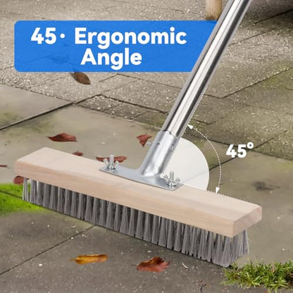 Heavy Duty Wire Broom with 70.8" Telescopic Handle: Stainless Steel Outdoor Broom for Cleaning Moss Concrete Floors Grout Gardens Patio Deck Concrete Garage (Style 2) - color: Apricot- 70.8 Inch