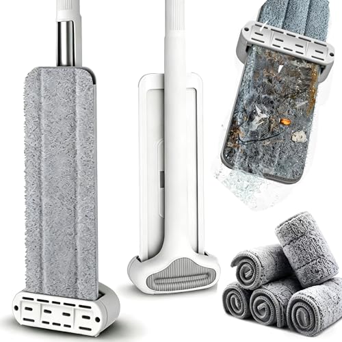 Wet Dry Flat Microfiber Mop for Hardwood Floors | 6 Washable Pads Included, 360° Swivel, For Kitchen Tile & Laminate Floors