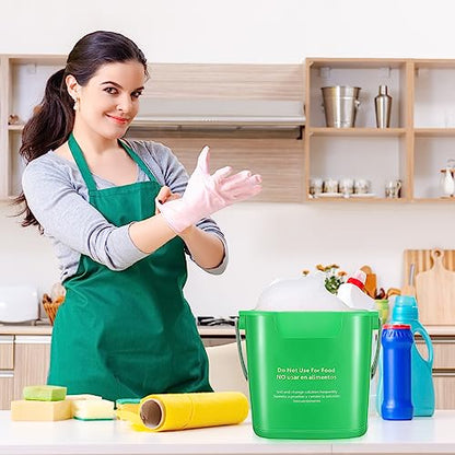Roshtia 6 Pcs 3 Quart Cleaning Bucket Small Sanitizing Square Bucket Detergent Pail for Home Commercial Restaurant Kitchen Office School (Green) - color: Green