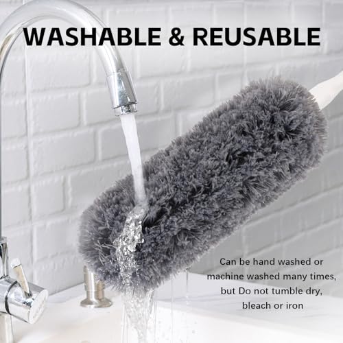 Reusable Microfiber Duster Refills Compatible with OXO & MR.SIGA Duster - Washable Duster for Household Cleaning Dusting Furniture Blind Ceiling Fan - 3Pack Grey(Handle NOT Included - color: Grey 3 Pack