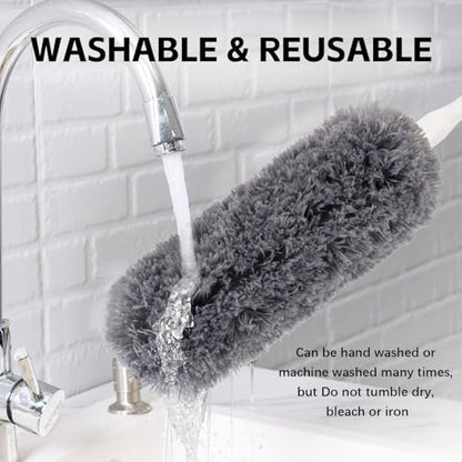 Reusable Microfiber Duster Refills Compatible with OXO & MR.SIGA Duster - Washable Duster for Household Cleaning Dusting Furniture Blind Ceiling Fan - 3Pack Grey(Handle NOT Included - color: Grey 3 Pack