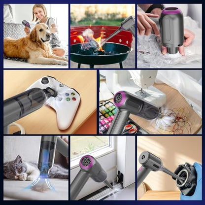 7000Pa Mini Car Vacuum: 4-in-1 Handheld Vacuum Cordless & Compressed Air Duster & Inflator Pump, 3-Speed Portable High Power Cleaning Kit for Car Detailing, Computer Keyboard, Sewing Machine, Office