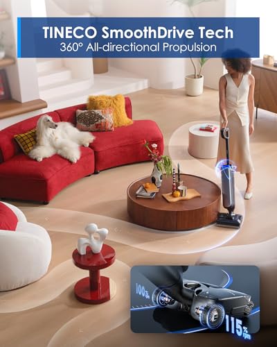 Tineco Floor One S9 Artist Pro Wet Dry Vacuum Cleaner, 22kPa Suction, 360° SmoothDrive, Anti-Tangle Design, 185°F Flashdry, 75 Min Runtime, Dual-Edge Cleaning, 180° Lay-Flat - style: S9 Artist Pro