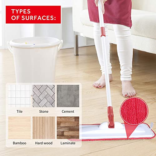 16.5" Microfiber Mop Pads Refills, 3 Pack Reusable Replacement Heads | reusable wet mop refills, machine washable for 14-16 inch spray mops, hardwood floors, dust cleaning & scrubbing - color: 16"red*3