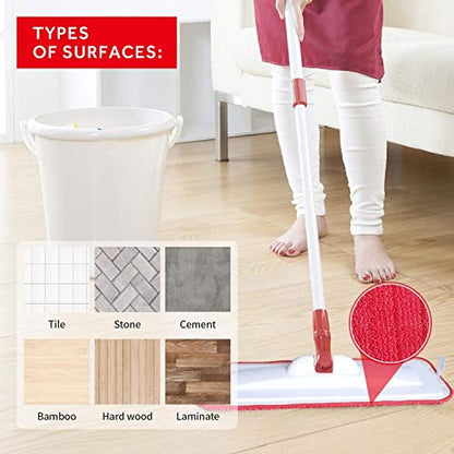 16.5" Microfiber Mop Pads Refills, 3 Pack Reusable Replacement Heads | reusable wet mop refills, machine washable for 14-16 inch spray mops, hardwood floors, dust cleaning & scrubbing - color: 16"red*3