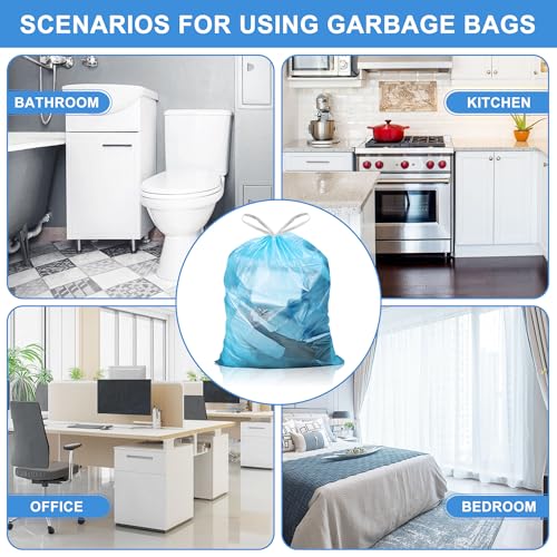 4 Gallon Trash Bags Drawstring 100 Count, JUKFITA Strong Small Garbage Bags, Unscented Trash Can Liners for Bathroom Restroom Office Kitchen, Blue - color: Blue, size: 100 Count (Pack of 1)