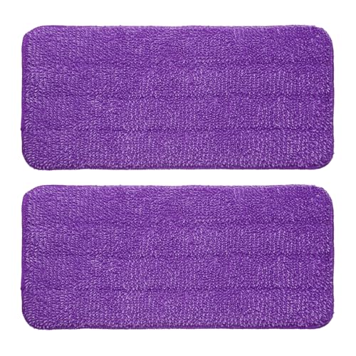 uxcell 2Pcs Microfiber Mop Pads, 11.8x5.5 Reusable Replacement Flat Mop Pad Refills with Hook-and-Loop for Home Office Restaurant Surface/Hardwood Floor Cleaning, Purple - color: Purple