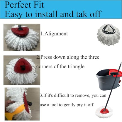 6 Pack Spin Mop Head Replacements Compatible with OCedar Easywring 1 Tank,4 Chenille Duster Mops Pad Refill Compatible with Oceda,Includes 2 PCS Microfiber Mops,White Red Blue,Machine Washable