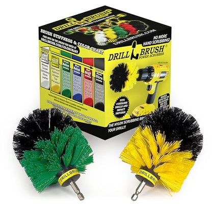 Kitchen Accessories - Pots and Pans Set - Spin Brush Kit - Grout Cleaner - Cleaning Supplies - Bathroom Accessories - Soap Scum, Hard Water Stains, Mineral Deposits, Calcium Build-up, Rust Stains - color: Green / Yellow