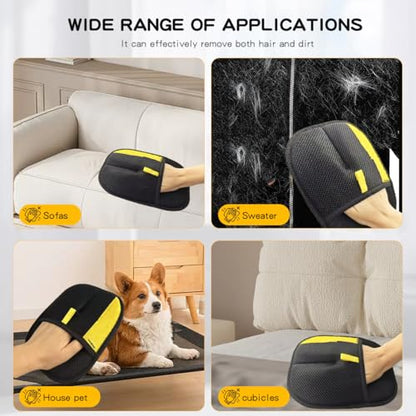 Electrostatic Pet Hair Removal Gloves: Quick Wiping - Reusable & Washable for Sofa Clothing Pet Beds Effortless Cats & Dogs Hair Remover for Busy Pet Owners (2pcs-Black) - color: 2pcs-Black