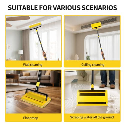High Ceiling Fan Cleaner Duster for Fans Blades Cleaner with 78.7in Extension Pole Extra Long Handle Cleaning Tool，Reusable Chenille & Microfiber Mop Head for Baseboard Wall Floor Window Glass Wiper