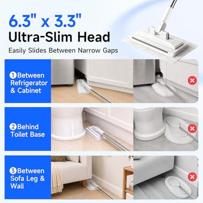 2026 New Snap On Mini Mop for Wet and Dry Disposable Pads, Zero Touch Auto Grip Multi-Surface Quick Cleanup, Replaces Swiffer Sweeper (48in Long Handle Mini Mop) - size: 48in Long Handle Mini Mop