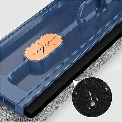 Large Flat Mop - 360° Rotating Mop with Dewatering Scraper, Djustable Stainless Steel Long Handle with 2 Microfiber Pads 12027(54" Blue+22" Bucket Set,+2 Pads) - color: 54" Blue+22" Bucket Set, size: +2 Pads