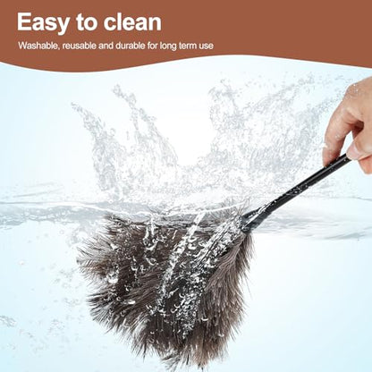 Ostrich Feather Duster-14.9 Inch Mini Natural Feathers Dusters with Plastic Handle Reusable Handheld for Cleaning Supplies Home Car Office(2pcs) - color: Natural-14.9in-styleb-2pcs