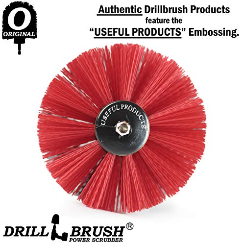 Outdoor Cleaning Supplies - Garden Scrubbing Tool - Patio Scrubbing Brush - Deck Cleaning - Bird Bath Cleaner - Garden Statues - Concrete Scrub Brush - Headstone Restoration Kit - color: Stiff-red