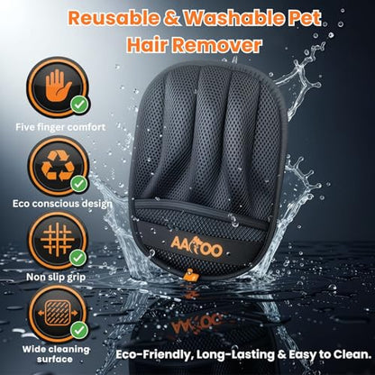 2PCS Pet Hair Removal Gloves for Cats & Dogs – Upgraded Large Five-Finger Electrostatic Grooming Glove, Washable Reusable Magic Brush Pet Hair Remover for Clothes, Sofa, Carpet & Car Seat - color: 2pcs black