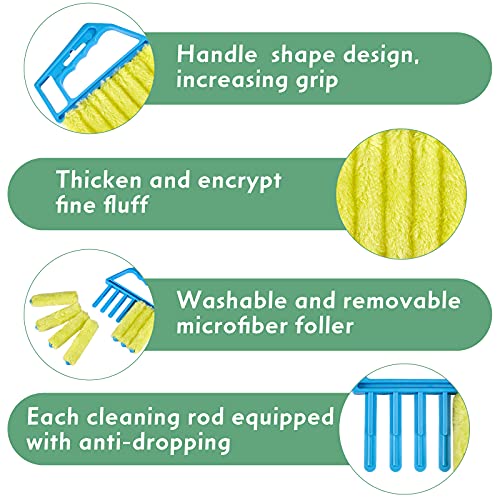 Geiserailie 3 Pieces Blind Cleaner Duster Tool 7 Finger Dusting Cleaner for Window Venetian Washable Mini Brush Hand Held Tool for Air Conditioner Dust Dirt (3 Colors)