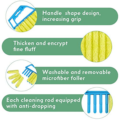 Geiserailie 3 Pieces Blind Cleaner Duster Tool 7 Finger Dusting Cleaner for Window Venetian Washable Mini Brush Hand Held Tool for Air Conditioner Dust Dirt (3 Colors)