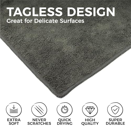 The Rag Company - All-Purpose Microfiber Terry Cleaning Towels - Commercial Grade, Highly Absorbent, Lint-Free, Streak-Free, Kitchens, Bathrooms, Offices, 300gsm, 10in x 10in, Grey (20-Pack) - color: Grey, size: 10in x 10in