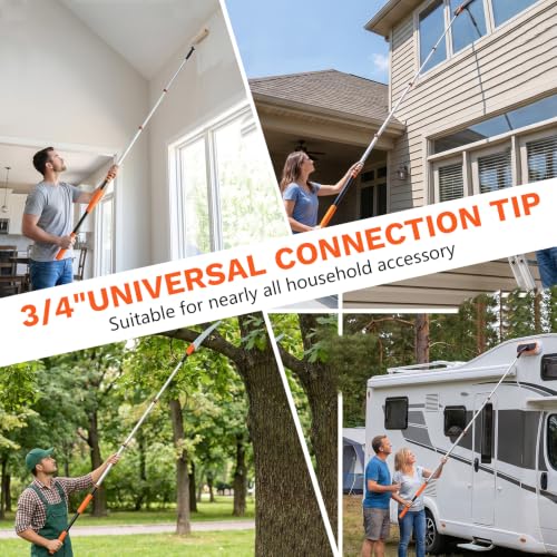 Telescoping Extension Pole 5-12 ft, Reaches 18 ft. Lightweight Aluminum Alloy with Easy Flip-Lock. for Paint Roller, Window Cleaning, Dusting & More - size: 12ft