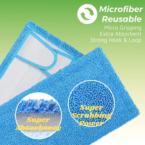 Reusable Mop Pad for Swiffer Sweeper Mop, 12.5'' Microfiber Mop Pad Refill Washable for Hard Floor Baseboard Cleaning, Wet/Dry Cleaning Pad, 6 Pack - color: 6 Pack-blue Wet Dry Pad