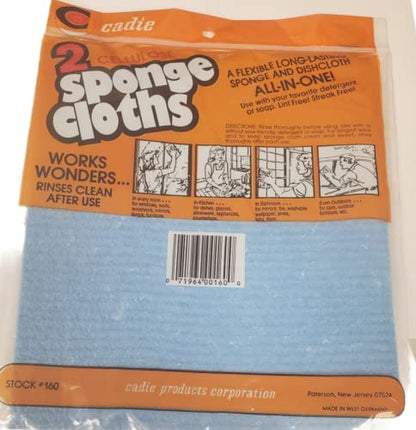 2 Cellulose Sponge Cloths Blue,Soft & Absorbent Sanitary Lint & Streak Free By Cadie (5 Pack)