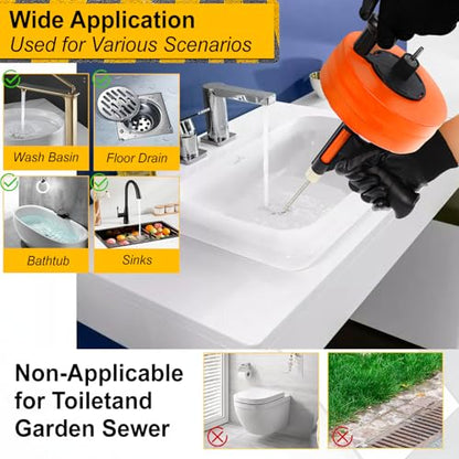 Drain Auger 50FT, Drain Snake with Drill Adapter, Plumbing Snake Clog Remover Use Manually or Powered for Kitchen, Bathtub and Shower Drains
