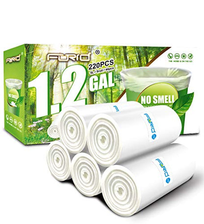 FORID 1.2 Gallon Garbage Bags, 220 Count, Small, Clear –Wastebasket Bin Liners for Bathroom, Bedroom, Office, Garbage Can - Durable & Thick Trash Bag - style: 1.2 Gal (220 Count)