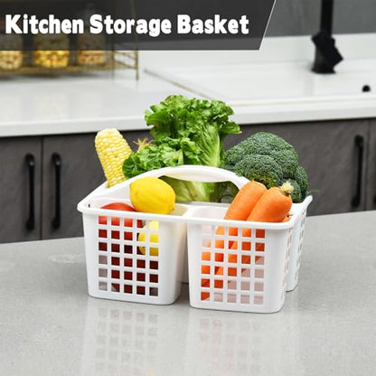 Haundry Plastic Shower Caddy Basket with 3 Compartments, Portable Divided Cleaning Supply Storage Organizer with Handle (Grey) - color: A Style-Grey