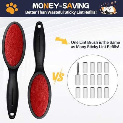 2 Pack Magic Lint Brush for Pet Hair, Double Sided Reusable Velvet Lint Remover for Clothes, Couch, Furniture & Upholstery, Dog & Cat Fur Cleaner, No Sticky Roller Refills Needed - color: Lint Brush - 2 Pack
