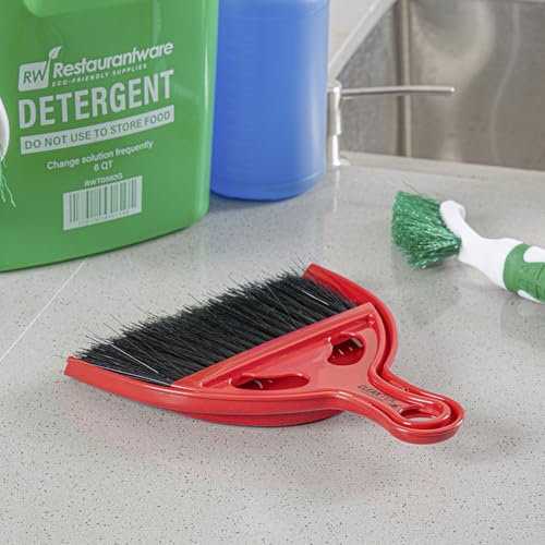 Restaurantware Mini Broom and Dustpan Set 40 Pack of Plastic Handheld Brush and Pan Compact Cleaning Kit with Ergonomic Handle Red and Black Office Desk and Home Cleaning Set