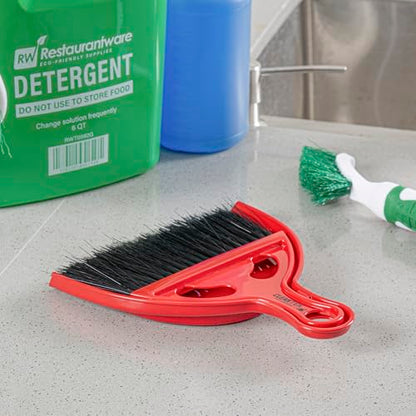 Restaurantware Mini Broom and Dustpan Set 40 Pack of Plastic Handheld Brush and Pan Compact Cleaning Kit with Ergonomic Handle Red and Black Office Desk and Home Cleaning Set