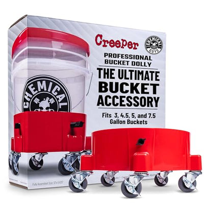 Chemical Guys Creeper Rolling Bucket Dolly - Heavy Duty Mobile Dolly Cart for Car Wash, Detailing, and Garage Use, 5 Caster Wheels with 360° Rotation, Fits Standard 3.5 to 7.5 Gallon Buckets