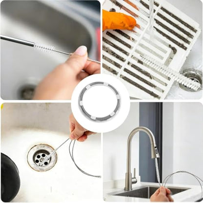 2 Pack Flexible Drain Cleaning Kit-160 Inch Flexible Stainless Steel Drain Brush and 80 Inch Spring Drain Auger - size: 160 IN