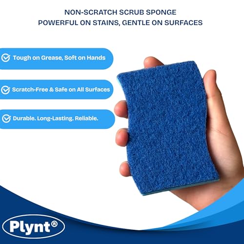 Zero Scratch Scrub Sponge, Pack of 12 Sponges for Dishes, Kitchen & Bathroom, Zero Scratch, Multi-Surface Safe, Cleans Fast, Tackles Tough Messes, Safe for Nonstick Pots & Pans