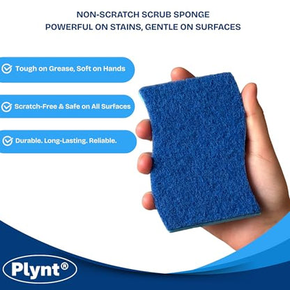 Zero Scratch Scrub Sponge, Pack of 12 Sponges for Dishes, Kitchen & Bathroom, Zero Scratch, Multi-Surface Safe, Cleans Fast, Tackles Tough Messes, Safe for Nonstick Pots & Pans