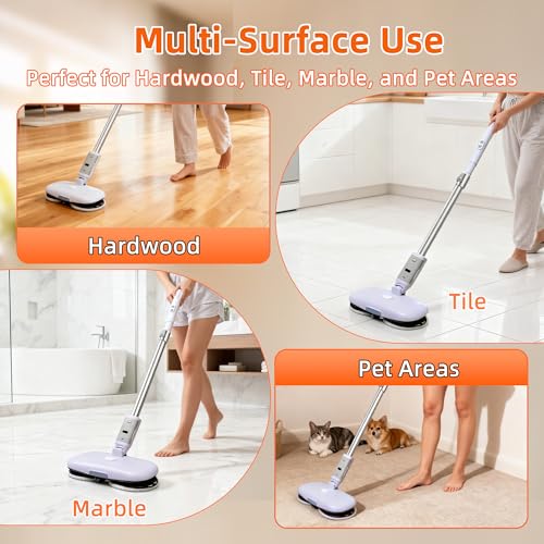 GOBOT Cordless Electric Spray Mop with High-Speed Motor, Enhanced Cleaning Power, Durable Material, LED Headlight, 300 mL Tank, Dual-Spinning Pads for Hardwood, Tile & Laminate（Blue）