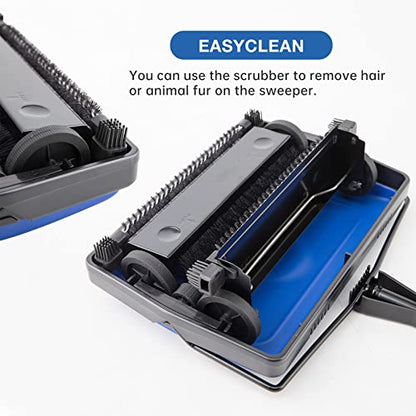 Yocada Carpet Sweeper Cleaner for Home Office Low Carpets Rugs Undercoat Carpets Pet Hair Dust Scraps Paper Small Rubbish Cleaning with a Brush Dark Blue - color: Dark Blue