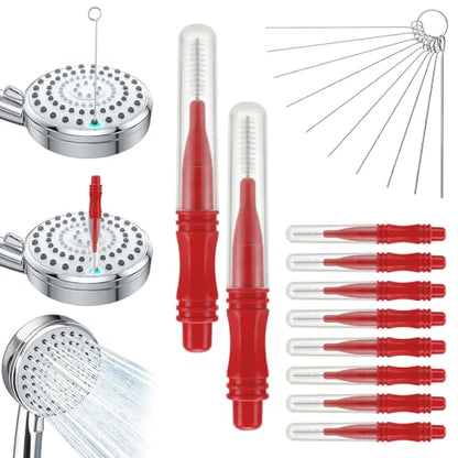 Shower Head Cleaning Brush for Small Holes, 10 Pack Multifunctional Crevice Cleaner with Nylon Bristles for Bathroom Accessories, Sink Faucet & Phone Speaker Grille (Red-10pcs) - color: Red-10pcs