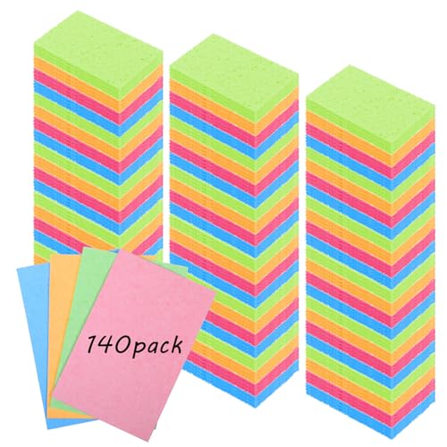 100pcs Kitchen Sponges Bulk Natural Sponges for Dishes Reusable Dish Sponge Scrub Compressed Wood Pulp Sponge Non-Scratch Cleaning Spongefor Kids DIY Kitchen Bathroom Household