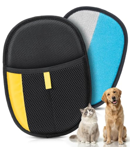 Pet Hair Removal Glove for Dogs & Cats - Upgraded Reusable Electrostatic Pet Hair Glove, Pet Hair Remover Tool for Laundry, Couch, Carpet & Car Seat, Gentle Grooming Mitt - color: Balck/Blue