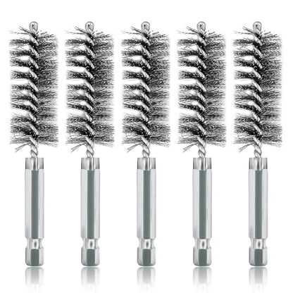 ASNOMY 5Pcs 13/16" Stainless Steel Bore Brush, 20mm Stainless Steel Twisted Knotted Bristles, 1/4" Hex Shank - style: 5Pcs 20mm | 13/16" Inch