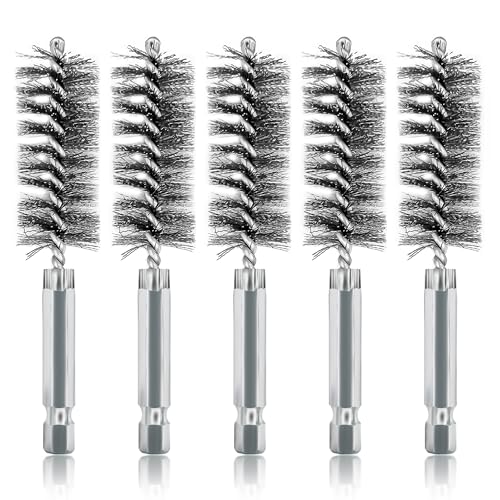 ASNOMY 5Pcs 13/16" Stainless Steel Bore Brush, 20mm Stainless Steel Twisted Knotted Bristles, 1/4" Hex Shank - style: 5Pcs 20mm | 13/16" Inch