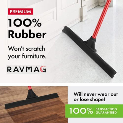 Heavy-Duty Floor Squeegee - Large 18" Wide Blade & 55" Long Handle Professional Grade Concrete, Garage & Commercial Rubber Squeegee Broom Floor Cleaner - Wood, Tile, Shower, Glass, Deck, Window - size: 18 Inch Blade - 4 Piece Handle
