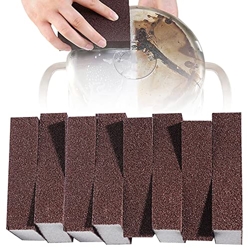 Krisler 8pc Carborundum Sponge Nano Emery Sponges Caspian Stone Pot Clean Brush Rust Eraser Grit Scouring Pads Pot Cleaning Pads with Carborundum Washing Kitchen Cleaner Tool(thickness-1inch) - size: Brown 1 Inch (Pack of 8)