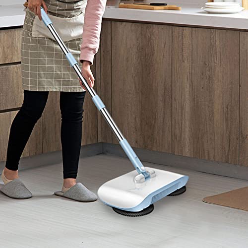 Carpet Cleaner Brush, 2 in 1 Manual Vacuum Sweeper, 180 Degree Rotating Sweeping Mop, Hand Push Sweeper, Home Cleaning Tool for Cleaning Pet Hair, Loose Debris, Lint (Blue) - color: Blue