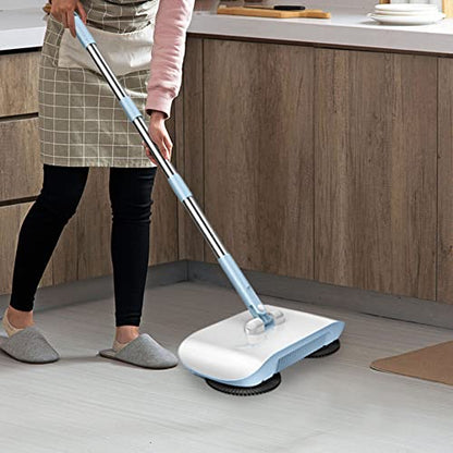 Carpet Cleaner Brush, 2 in 1 Manual Vacuum Sweeper, 180 Degree Rotating Sweeping Mop, Hand Push Sweeper, Home Cleaning Tool for Cleaning Pet Hair, Loose Debris, Lint (Blue) - color: Blue