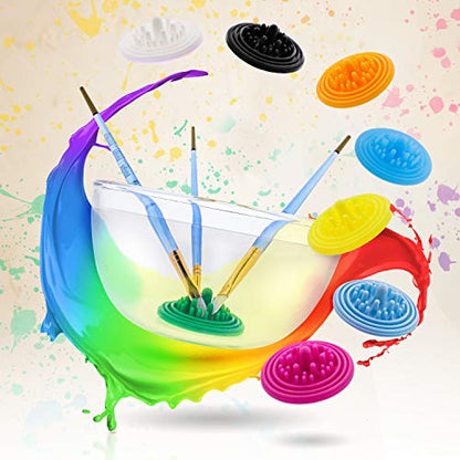Paint Puck Paint Brush Cleaner (3-Pack, Green) – Reusable Silicone Insert with Suction & Nubs for Cleaning Acrylic, Oil & Watercolor Brushes – Fits Cups for Classroom, Studio & Home Use - color: Green
