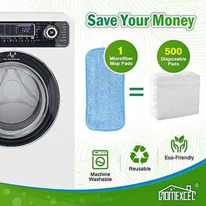 HOMEXCEL Microfiber Reusable Mop Pads Compatible with Swiffer Sweeper- Machine Washable Microfiber Pad Refills for Household Cleaning-Floor Cleaning Mop Head Pads Work Wet and Dry-Pack of 4